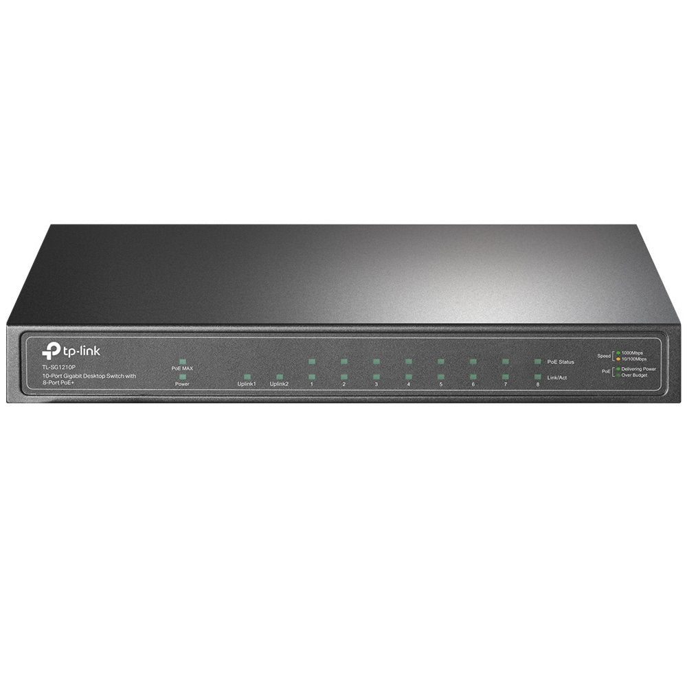 TP-Link TL-SG1210P | Unmanaged Switch | 10 Poorten | Gigabit Ethernet (10/100/1000 Mbps) | PoE | Grijs - Matmuis